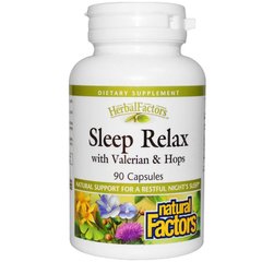 Здоровый сон с валерианой и хмелем, Sleep Relax, Natural Factors, 90 капсул (NFS-04655), фото