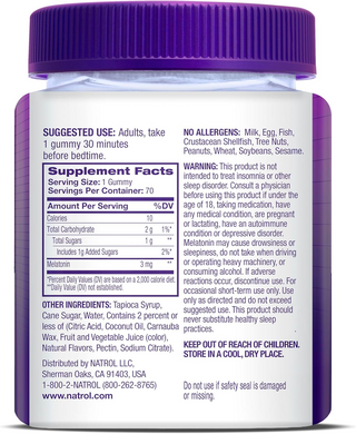 Natrol, Melatonin Gummies, 3 мг, клубника, 70 жевательных цукерок (NTL-08066), фото