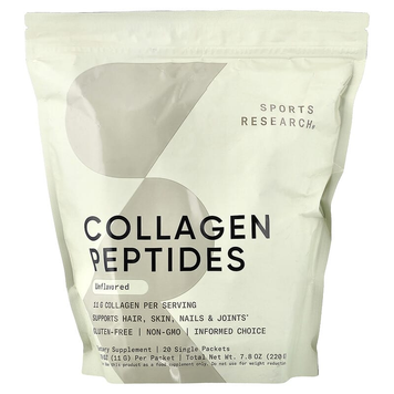 Пептиды коллагена 11000 мг Sports Research Collagen Peptides | без вкуса - 20 пакетиков по 11 г, фото