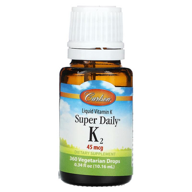 Carlson, Super Daily, жидкий витамин K, витамин K2, 45 мкг, 10,16 мл (CAR-10300), фото