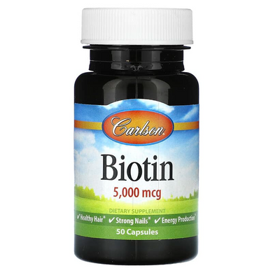 Биотин, Biotin, Carlson Labs, 5 мг, 50 капсул (CAR-24910), фото