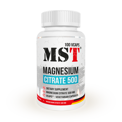 MST Nutrition, Магній цитрат, 500 мг, 100 капсул (MST-00304), фото