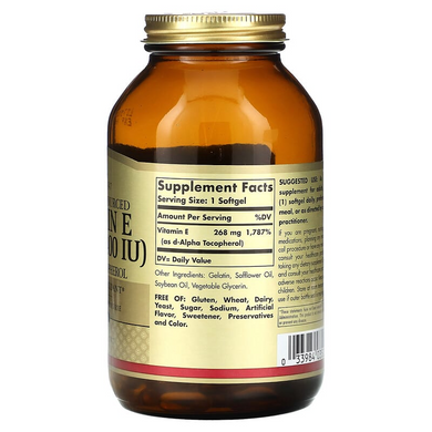 Витамин E натуральный 268 мг (400 МЕ) Solgar Natural Vitamin E - 250 таблеток, фото