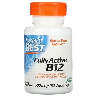 Doctor's Best, активный витамин B12, 1500 мкг, 180 вегетарианских капсул (DRB-00516), фото