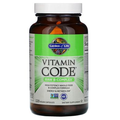 Garden of Life, Vitamin Code, Raw B-Complex, комплекс витаминов группы В, 120 веганских капсул (GOL-11650), фото