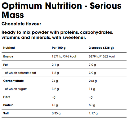 (EU) Optimum Nutrition, Serious Mass, печенье и крем, 2720 г (OPN-98325), фото