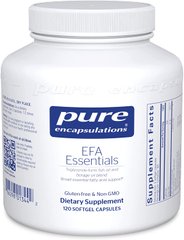 Риб'ячий жир в трігліцерідной формі з маслом огірочника, EFA Essentials, Pure Encapsulations, 120 капсул (PE-01344), фото