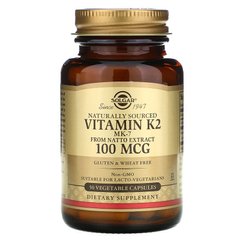 Solgar, натуральный витамин K2, 100 мкг, 50 растительных капсул (SOL-03603), фото