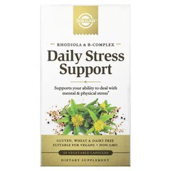 Solgar, Rhodiola & B-Complex, ежедневная поддержка при стрессе, 30 растительных капсул (SOL-30317), фото