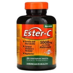 American Health, Ester-C з цитрусовими биофлавоноидами, 1000 мг, 180 вегетаріанських таблеток (AMH-16984), фото