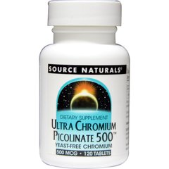 Ультра хром пиколинат, Source Naturals, 500 мкг, 120 таблеток (SNS-00516), фото