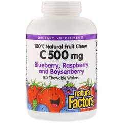 Вітамін С-500 жувальний, C 500 mg, Natural Factors, 180 капсул (NFS-01327), фото