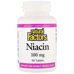 Вітамін В3 (ніацин), Natural Factors, 100 мг, 90 таблеток (NFS-01220), фото