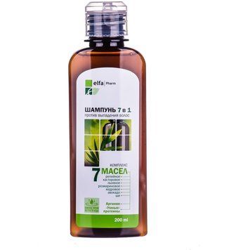 Шампунь для волосся ELFA PHARM 7 олій 7 в 1 - 200 мл, фото