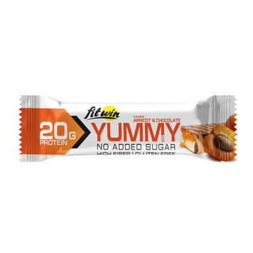 FitWin, YummY Bar, Высокобелковый протеиновый батончик, без сахара, абрикос и шоколад, 36,6%, 55 г - 1/12 (FTW-23097), фото