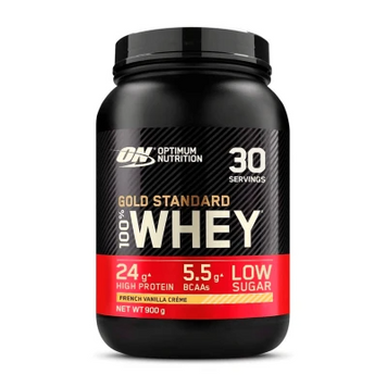 (EU) Optimum Nutrition, Сироватковий протеїн, 100% Whey Gold Standard, Французький ванільний крем, 900 г (OPN-98860), фото