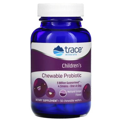 Trace Minerals ®, детский жевательный пробиотик, со вкусом винограда сорта «Конкорд», 30 жевательных таблеток (TMR-00327), фото