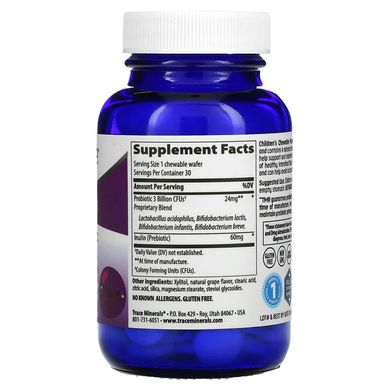 Trace Minerals ®, детский жевательный пробиотик, со вкусом винограда сорта «Конкорд», 30 жевательных таблеток (TMR-00327), фото