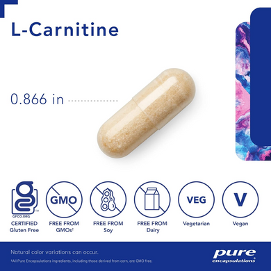 Pure Encapsulations, l-carnitine, L-карнітин тартрат, 340 мг, 60 капсул (PE-00054), фото