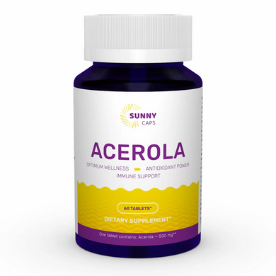 Ацерола, Acerola, Sunny Caps, 500 мг, 60 таблеток (SUN-530692), фото
