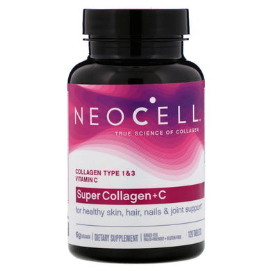 Neocell, Super Collagen + C, добавка з колагеном та вітаміном C, 120 таблеток (NEL-12895), фото