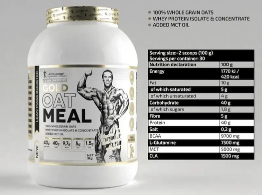 Kevin Levrone, Gold Oat Meal, Гейнер, снікерс, 2500 г (KEL-22944), фото
