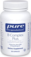 Витамин B (сбалансированная витаминная формула), B-Complex Plus, Pure Encapsulations, 120 капсул (PE-00449), фото