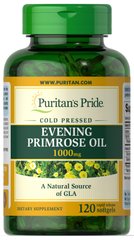 Масло вечерней примулы с гамма-линолевой кислотой, Evening Primrose Oil, Puritan's Pride, 1000 мг, 120 гелевых капсул (PTP-17374), фото
