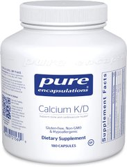 Кальцій з вітамінами K і D, Calcium K / D, Pure Encapsulations, 180 капсул (PE-01569), фото