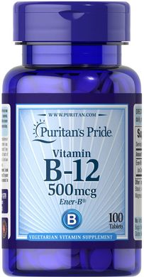 Витамин В-12, Vitamin B-12, Puritan's Pride, 500 мкг, 100 таблеток (PTP-11370), фото