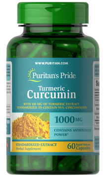 Puritan's Pride, Turmeric Curcumin with BioPerine®, Куркумин + биоперин, 1000 мг, 60 капсул (PTP-78826), фото
