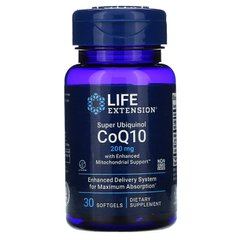 Life Extension, Super Ubiquinol CoQ10 с улучшенной поддержкой митохондрий, 200 мг, 30 гелевых капсул (LEX-14312), фото
