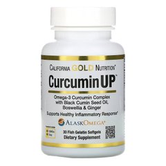 California Gold Nutrition, CurcuminUP, комплекс куркумина і омега-3, підтримка при запаленнях, 30 рибно-желатинових капсул (CGN-01144), фото