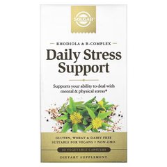 Solgar, Rhodiola & B-Complex, ежедневная поддержка при стрессе, 60 растительных капсул (SOL-30318), фото