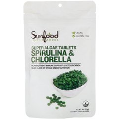 Sunfood, спирулина и хлорелла, таблетки с суперводорослями, 456 таблеток (SFD-10076), фото
