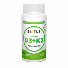 Biotus, Вітамін Д3, К2 з кальцієм, 60 капсул (BIO-530944), фото