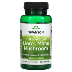Swanson, Їжовик гребінчастий, 500 мг, 60 капсул (SWV-11096), фото