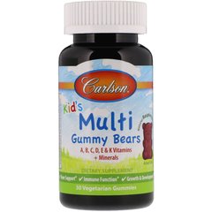 Мультивитамины для детей, Kid's Multi, Carlson Labs, вкус малины, 30 жевательных конфет (CAR-49390), фото