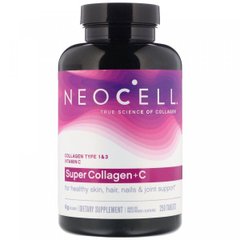 Neocell, Super Collagen + C, добавка с коллагеном и витамином C, 250 таблеток (NEL-12896), фото