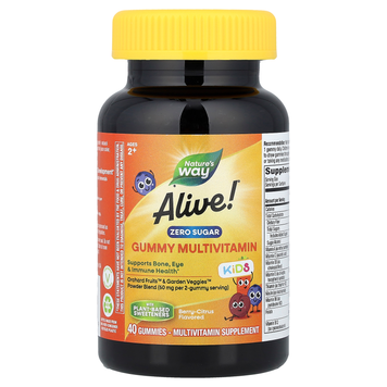 Дитячі мультивітаміни без цукру Nature's Way Alive! Kids Zero Sugar Gummy Multivitamin | ягоди й цитрус - 40 жувальних мармеладок, фото