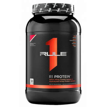 Ультрачистий ізолят та гідролізат сироваткового протеїну Rule 1 Protein Whey Isolate | полуниця + банан - 900 г, фото