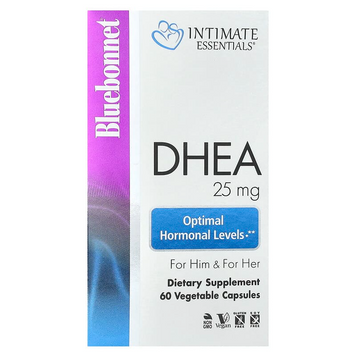 Bluebonnet Nutrition, DHEA (дегидроэпиандростерон), Intimate Essenitals, 25 мг, 60 вегетарианских капсул (BLB-04016), фото