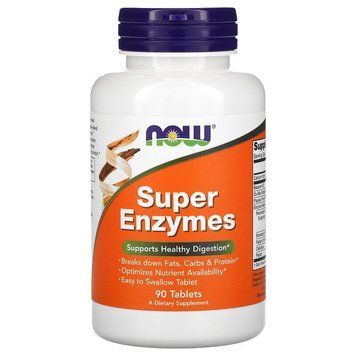 Смесь пищеварительных ферментов NOW Foods Super Enzymes - 90 таблеток, фото