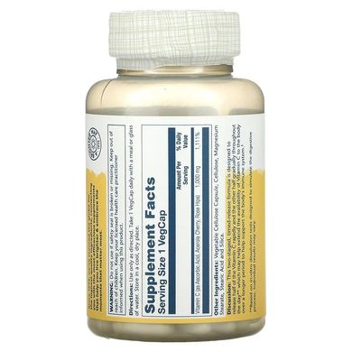 Solaray, витамин C с медленным высвобождением, с шиповником и ацеролой, 1000 мг, 100 растительных капсул (SOR-04450), фото