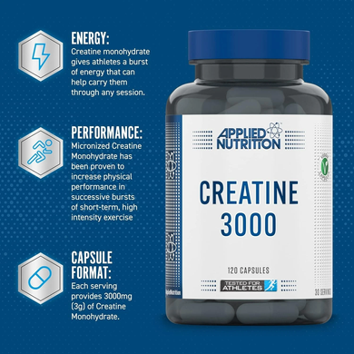 Креатин моногидрат 750 мг Applied Nutrition Creatine - 120 капсул, фото