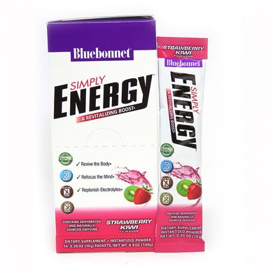 Енергетичний напій в порошку, смак полуниці і ківі, Bluebonnet Nutrition, 14 пакетиків по 10 г (BLB-01711), фото