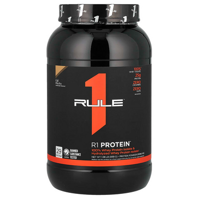 Rule 1, Protein R1, 25 г ізоляту протеїну + 6 г BCAA, кава + моко, 899 г (RUL-00787), фото