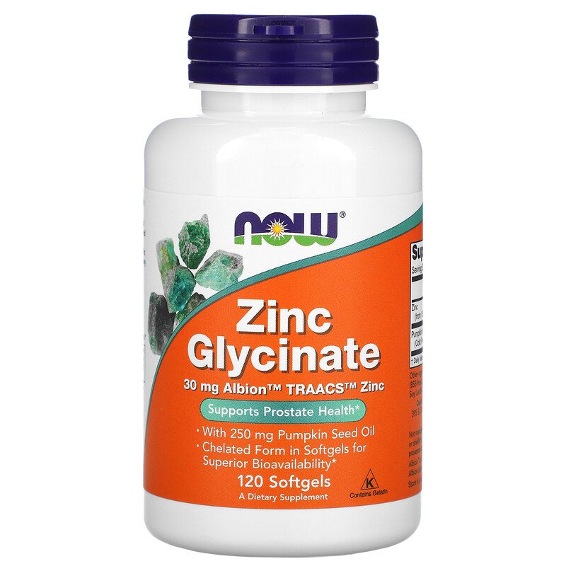 Глицинат цинка, Zinc Glycinate, Now Foods, 120 капсул