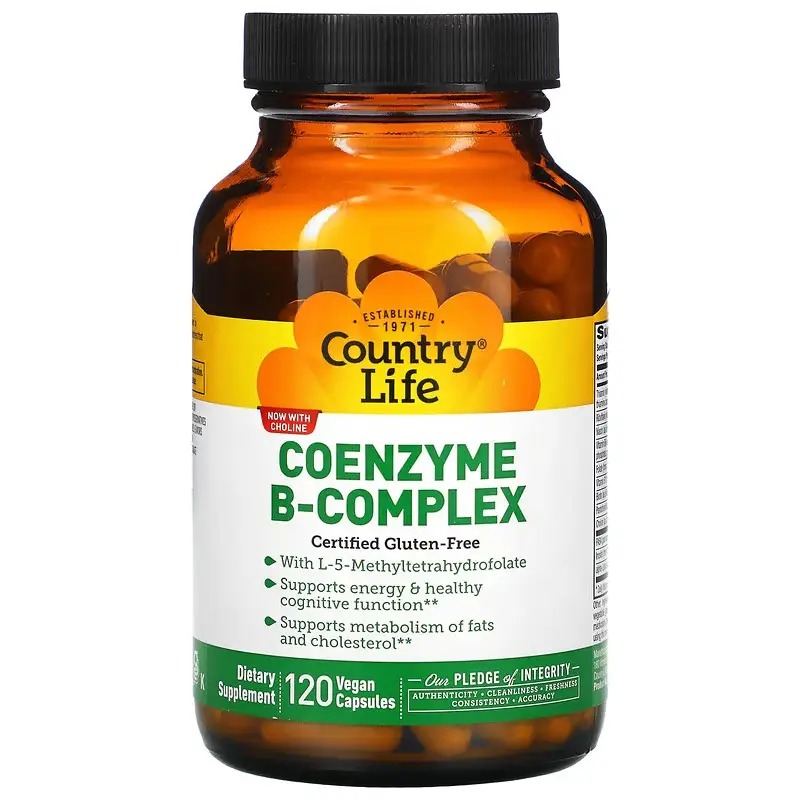 Country Life, комплекс коэнзимов группы B, 120 веганских капсул