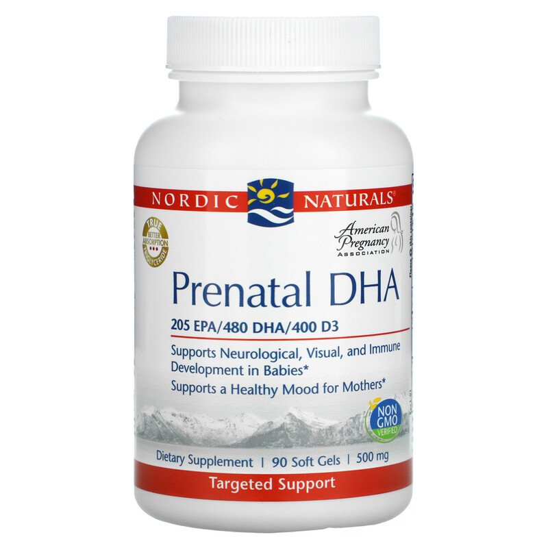Рыбий жир для беременных, Prenatal DHA, Nordic Naturals, 500 мг, 90 капсул